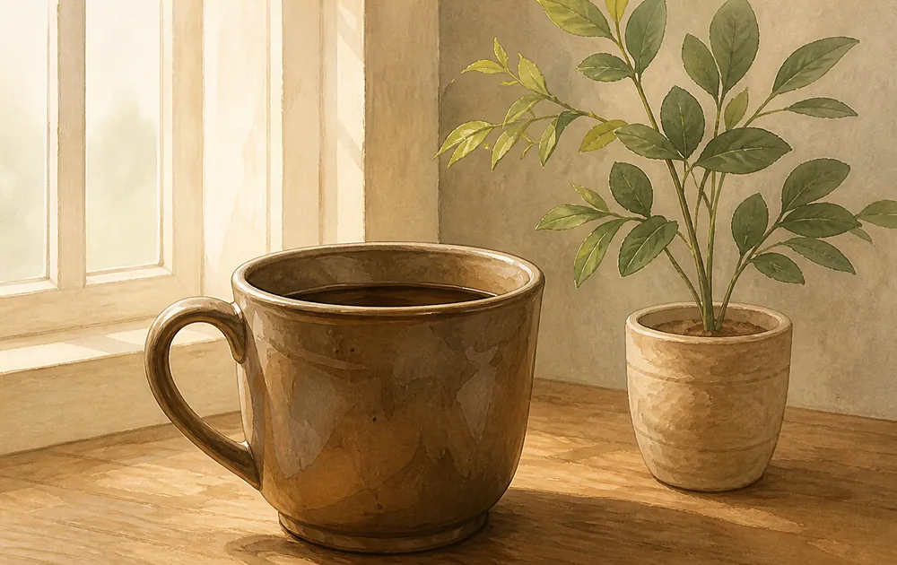 A warm cup beside a sunlit window, representing a quiet place to talk